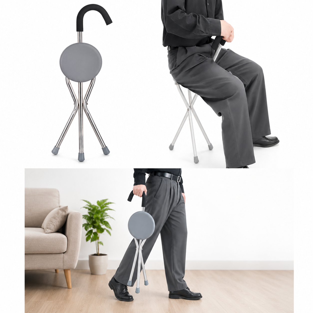 Baston Con Asiento Plegable