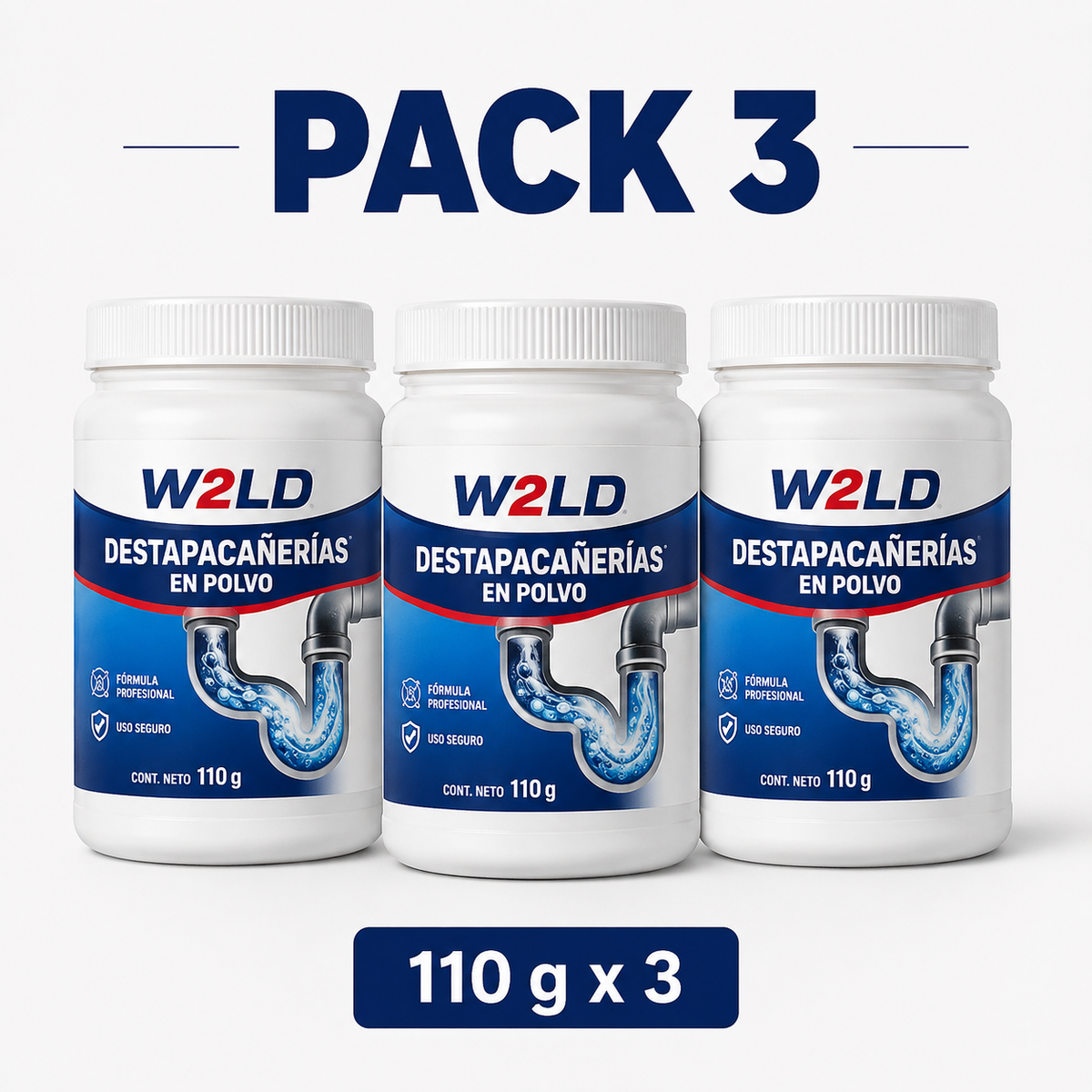 Pack 3 Polvo Limpiador de Drenajes 110 g