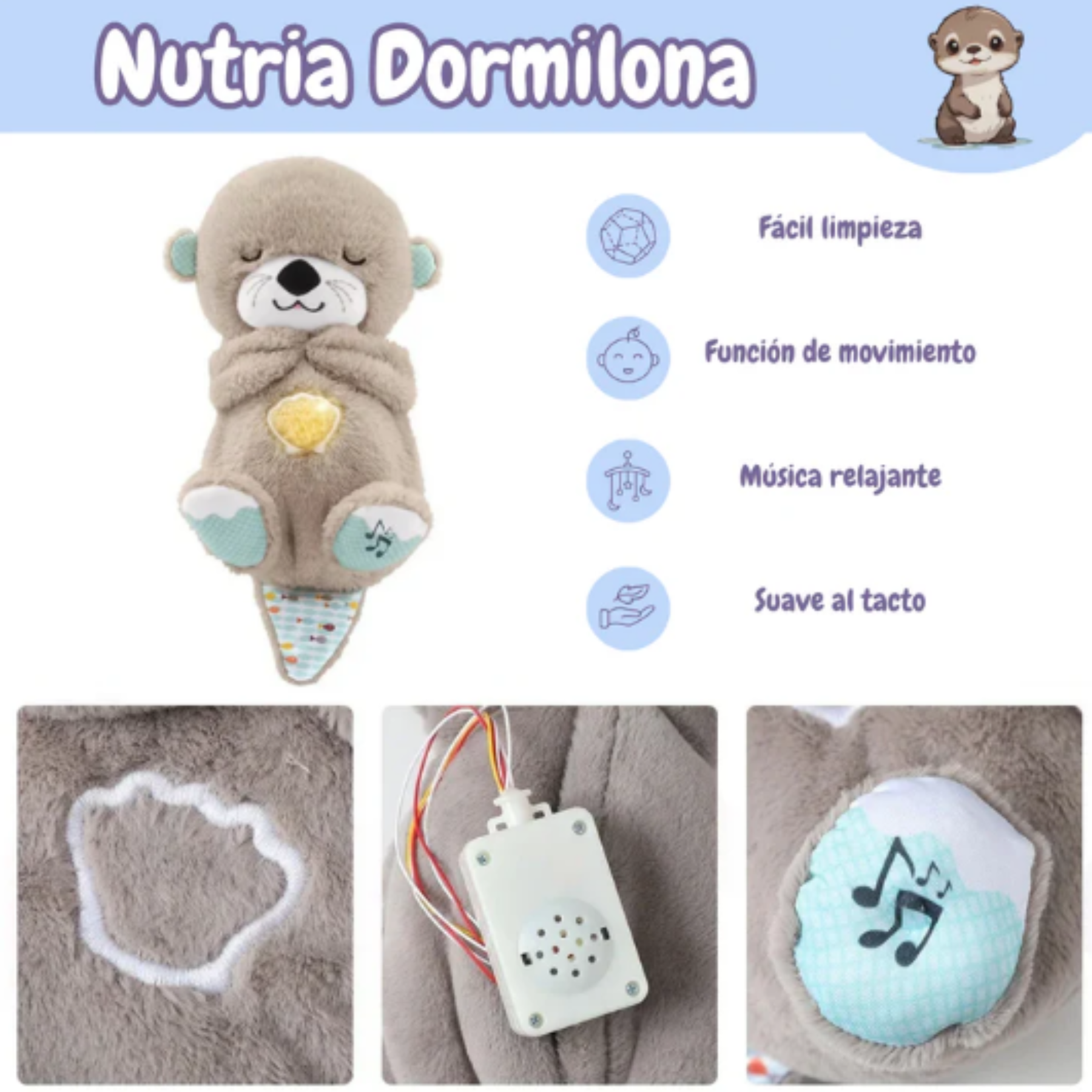 Peluche Nutria Respira En Caja Y Pilas