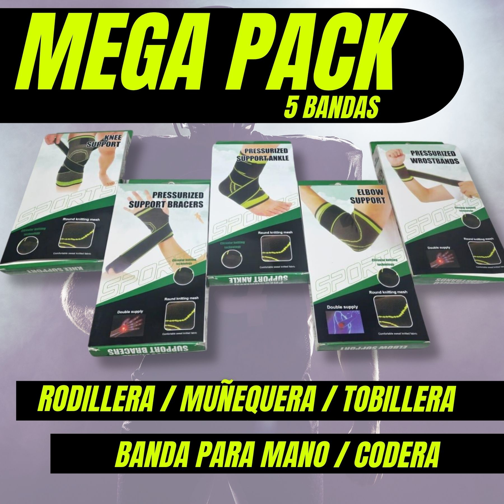 Pack 5 Pc Tobillera Codera Rodillera
